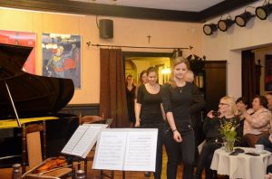 1237th Liszt Evening - Parlour of Four Muses in Oborniki Slaskie, 24th Feb 2017. <br> Entering Joanna Trzaska, Weronika Patalon, Katarzyna Łyjak, Zofia Dynak. Photo by Waldemar Marzec.